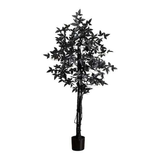 5Ft Artificial Halloween Black Maple Tree with Natural Trunk By Nearly Natural | 28" x 28" x 60" | Michaels®